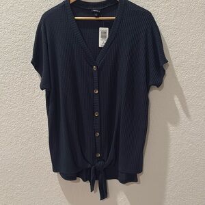 Torrid Navy Blue V Neck Front Tie Waffle Shirt NWT Torrid size 2